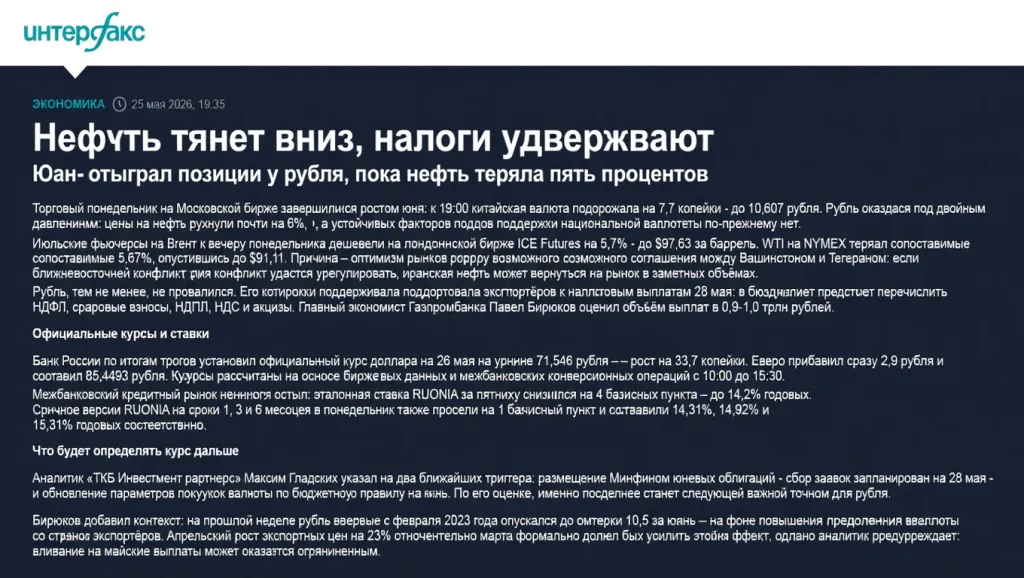 Нефть тянет вниз, налоги удерживают